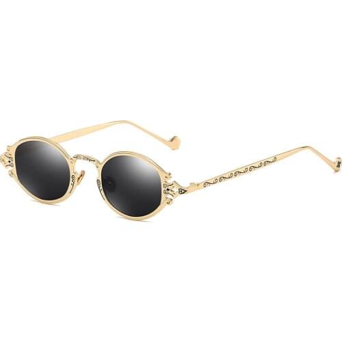 Veshion Mens Oval Sunglasses Men 2021 Punk Style Red Women Sun Glasses Retro Round Gold Black Metal Frame High Quality UV400