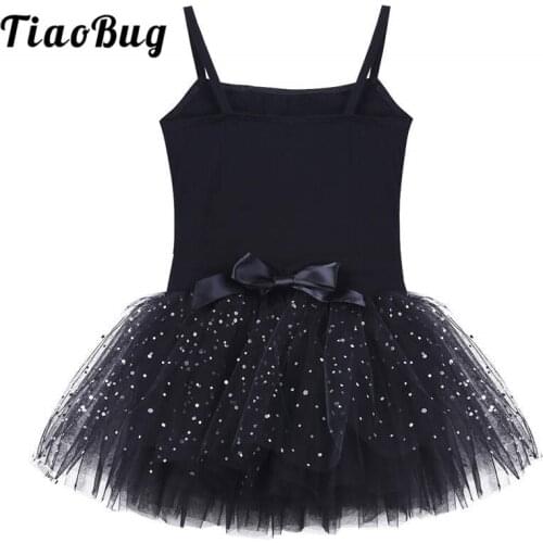 TiaoBug Kids Teens Sleeveless Dance Tutu Tulle Dress Girls Stage Lyrical Dance Costumes Children Ballet Gymnastics Leotard Dress