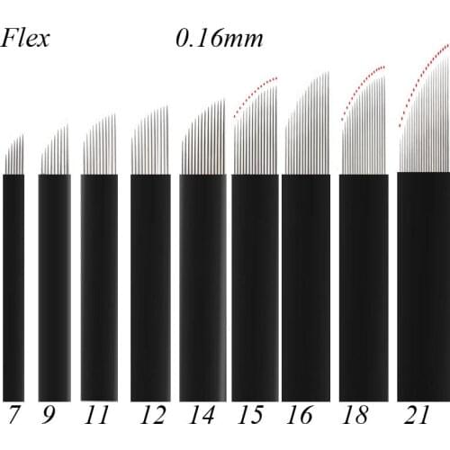 Thin 0.16mm 7/9/11/12/14/16/18/21Pins Permanent Makeup Eyebrow Tattoo Needles Blade For 3D Embroidery Microblading Tattoo Pen