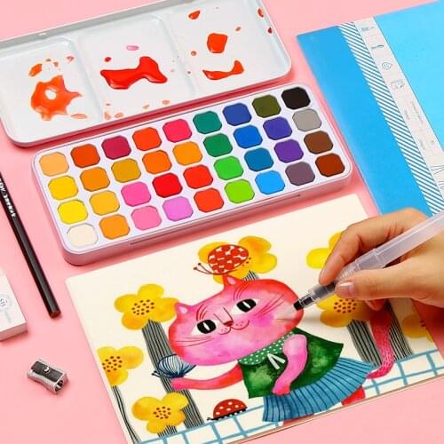 Solid watercolor pigment powder cake for beginners and adults getting started painting hand-painted tools set art supplies