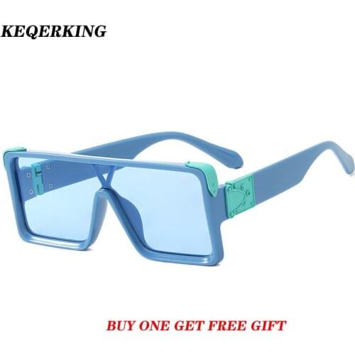 Flat Top Oversize Square Sunglasses Women Fashion Retro Gradient Sun Glasses Colorful Big Frame Vintage Siamese Eyewear UV400