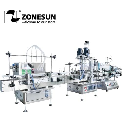 ZONESUN Desktop Automatic Liquid Filling Capping And Positioning Labeling Machine Water Oil Plastic Round Bottle