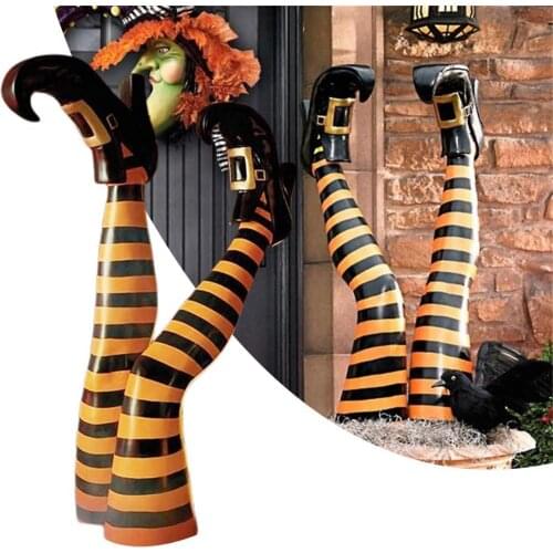 1 Pair Witch Legs Vibrant Color Ornamental Fabric Holiday Striped Legs Decorations Home Decor