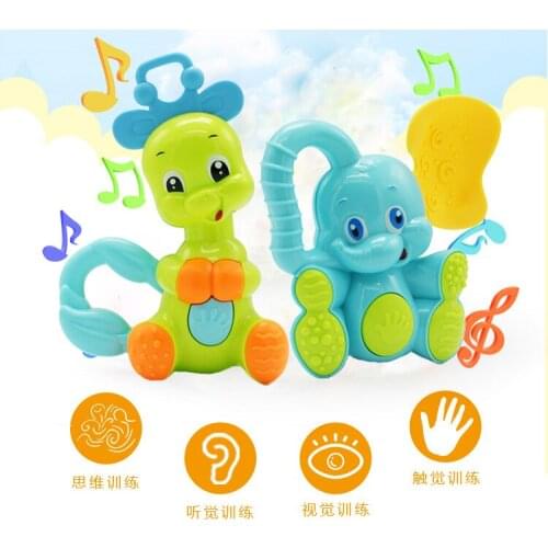 1PC Cute Deer Elephant Animals Plastic Baby Kids Toys Hand Jingle Shaking Bell Rattles Mobiles Toddler Music Toys for Children