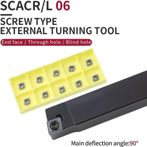 1pc SCACR0808H06 SCACR1010K06 SCACR1212K06 External Turning Tool Holder CCMT Carbide Inserts Lathe CNC Cutting Tools Set