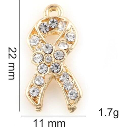 10pcs/lot Ribbon Flower Rhinestone Dangle Handmade Charms Pendant DIY for Bracelet Necklace Bag