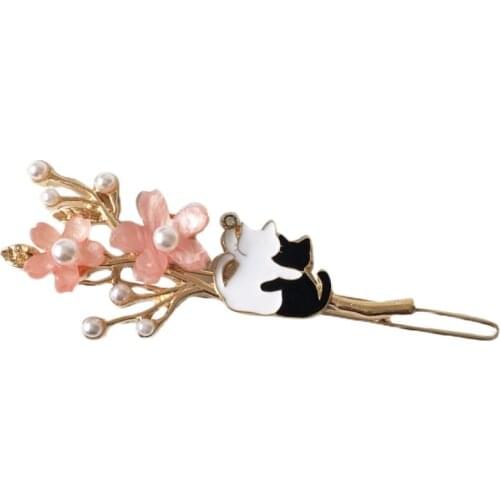 10 pcs/lot fashion accessories metal enamel cat sakura barrettes hairclip hair pin clip Clamp Ornaments