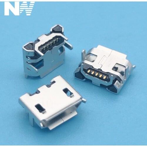 10Pcs Micro Usb 5Pin Jack Four Pin Plate Socket Female Socket Usb Connector Short Needle Mini Usb
