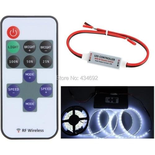 144W 5-24V 11 Keys Wireless LED RF Remote Control Mini Controller Dimmer For Single Color LED Strip 5050 3528 Free Shipping