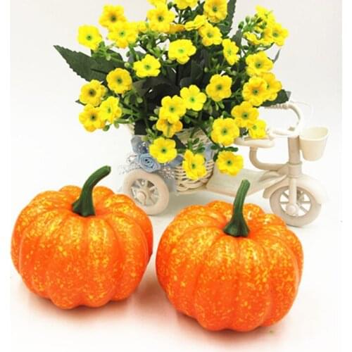 2PCS Mini Artificial Fake Decorative Pumpkin Halloween Props Faux Vegetables Pretend Play Photography Property Food