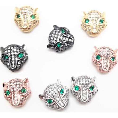 2cs/bag metal space beads copper charm 10x10 mm pendant leopard head for earrings DIY fashion jewelry findings accessories