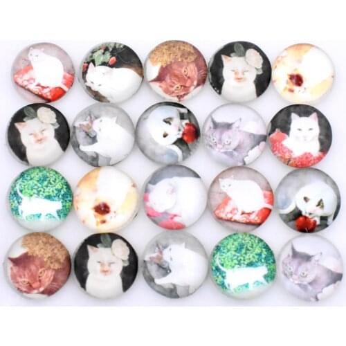 40pcs/lot Glass Cabochon 12mm Mixed Round Dog Photo Cameo Cabochon Setting Supplies for Jewelry Accessories Handmade Pattern