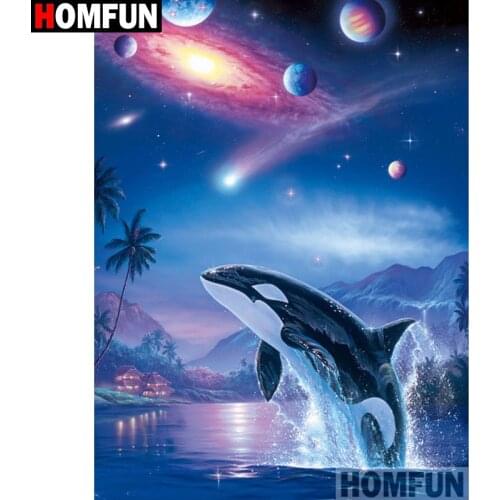 HOMFUN Full Square/Round Drill 5D DIY Diamond Painting "Dolphin scenery"Embroidery Cross Stitch 5D Home Decor A02087