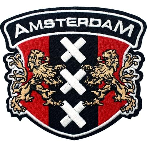 AMSTERDAM (Size:9.0X8.3cm) Iron On Patch Embroidered Applique Sewing Badge Clothes Stickers Garment DIY Apparel Accessories