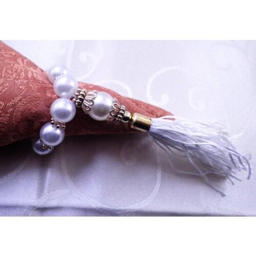 White pearl napkin ring, wedding napkin holder