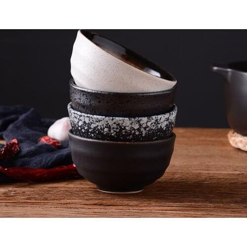 Japanese-style black high-striped rice bowl Household ceramic bowl rice bowl Korean tableware soup bowl