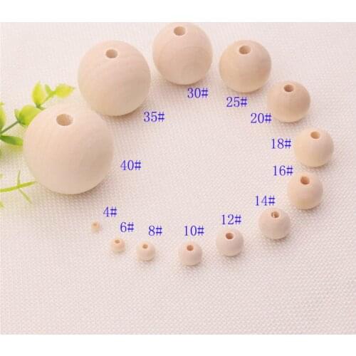 DIY4-40mm600pcs Natural Wood Bead Spacer Wooden Beads Eco-Friendly Unfinished Wood Bead Lead-Free Balls Wood Color perle en bois