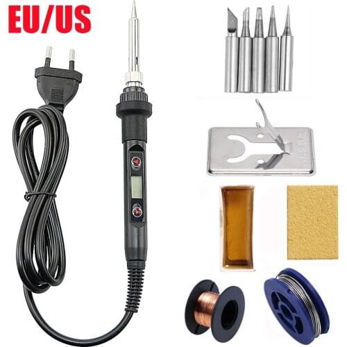 2021 Adjustable Temperature Electric Soldering Iron 220V 110V 80W Welding Solder Rework Station Heat Pencil Tips Repair Tool