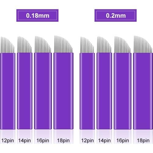 Microblading Eyebrow Needle 12 14 16 18 F Pins Flex Manual Disposable Blade Surgical Steel Extremely Thin 0.18/0.2mm Lip Cutter