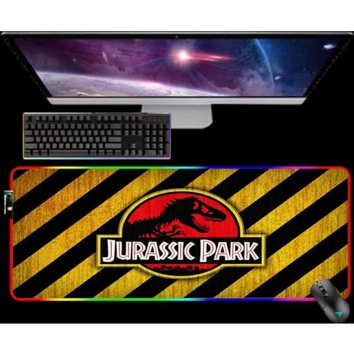 RGB Jurassic Park Mouse Pad LED XXL Mousepad Keyboard Pad Mause Pad Rubber No-slip with Backlit Tapis De Souris 25X35 Mouse Mat