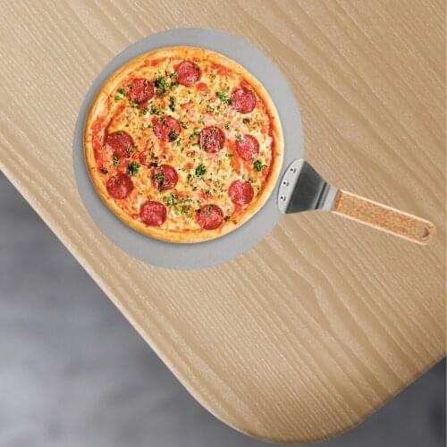 Stainless Steel 12'' Pizza Peel Paddle Shovel with Wooden Handle Baking Pastry Homemade Oven BBQ Pizza Turning Peel Kitchen Accs