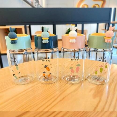 Mini Cartoon Rabbit Glass Cup High Borosilicate Milk Cup Small Capacity Cute Glass Water Bottle for Drinks