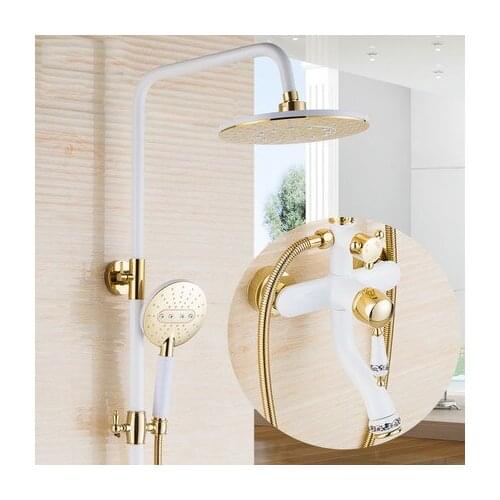 4 Styles gold white shower set European style brass mixer tap wall mounted bathroom faucet mixed water valve home shower system