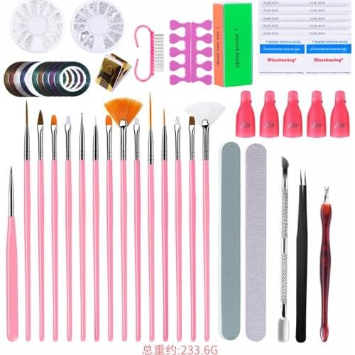 Nail Art Tool Set Kits Acrylic Poly Nails Gel Brushes Pen Dotting Painting Designer Stickers Accessories Supplies Manicure Sets