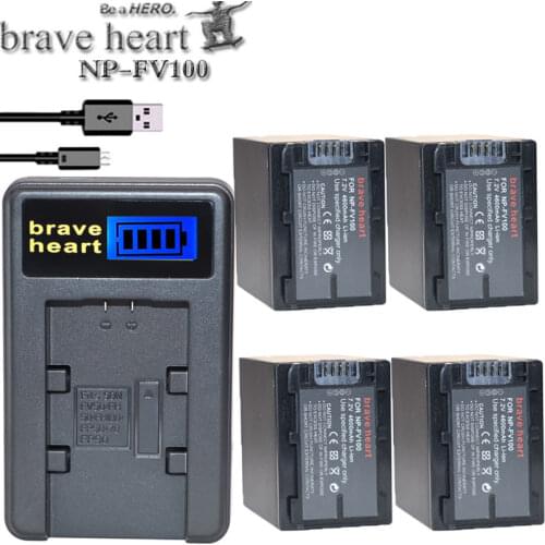 NP FV100 NPFV100 FV100 Camera Battery + LCD USB Charger for SONY NP-FV30 NP-FV50 NP-FV70 SX83E SX63E FDR-AX100E