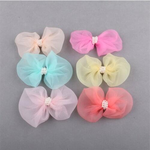 Wholesale 40PCs Miracle Lace Chiffon Ribbon Bows Button Patch Sticker Girl Women Hair Jewelry Garment Shoes Headband Decor