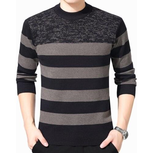 Autumn Winter Brand Mens Sweater Pullover Mens Casual Knitted Striped Patchwork Sweater Men Long Sleeve O-Neck Sweaters Jersey