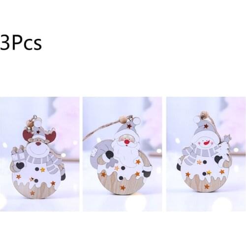 3pcs Festival LED Light Wood Snowman Elk Santa Christmas Tree Home Decorations