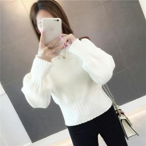 Woman Sweaters Pullover Womens Loose Short Autumn Winter Top round Neck Knitted Femme Chandails Pull Hiver