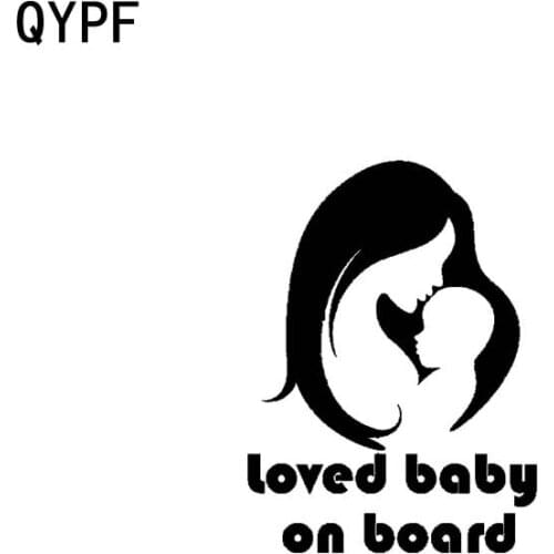 QYPF 11.3CM*15.2CM LOVED BABY ON BOARD Vinyl Car Sticker Decal Black Silver C14-0101