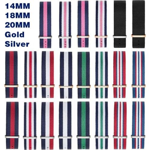 14mm 18mm 20mm NATO Army Sports brand Nylon fabric belt accessories belt buckle bands 007, James bond. black 20mm watch strap