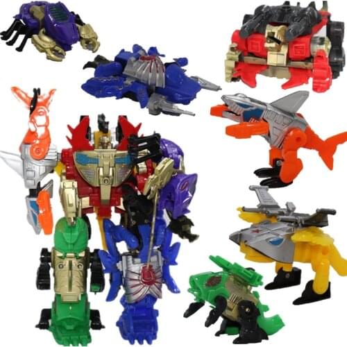 6in1 Transformation Robot Dinosaur Rangers Ocean Beast Sentai Assembled Megazords Super Soldier Boys Toy Model Action Figure