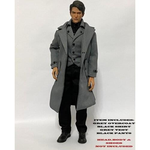 1/6 Scale Grey Coat Vest Shirt Pants Set Clothes Models For 12'' Action Figures' Bodies Toys Gifts Collections DIY
