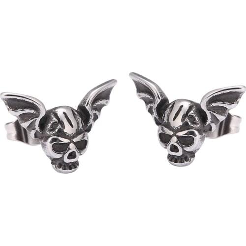 Unisex Punk Jewelry Skull Earrings Ear Plugs Stainless Steel Rock Hiphop Style Men Women Pierced Stud Earring Accessories PD0681