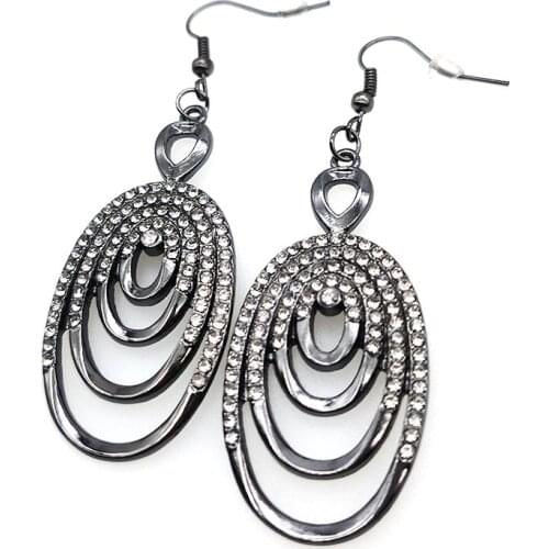 TOTABC Fashion Crystal Simple Big Circle Earrings for Women Fashion Rhinestone Earrings Modern Jewelry Gift