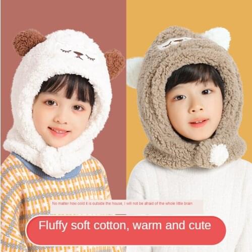 Childrens Hats 2020 Autumn and Winter New Season Outdoor Windproof Ear Protection Scarf Warm Cartoon Cute Baby Plush Hat