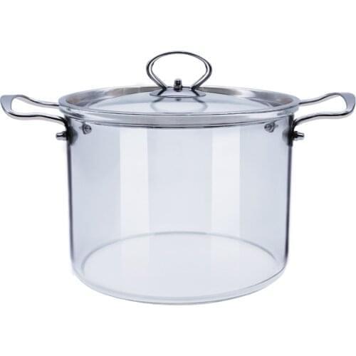 Glass Heat-Resistant Saucepan Kitchen Cooking Tools Cookware Glass Cooking Pot With Cover Household Transparent Glass Soup Pot