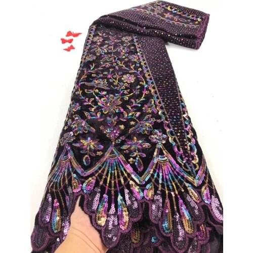Heavy Velvet Lace Fabric 2020 High Quality Latest African Sequin Lace Fabric Embroidery French Lace For Evening Party Dress AFFJ