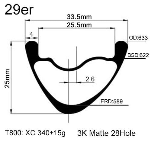 Carbonfan 29er Asymmetric Width:33.5mm Depth:25mm Hookless 3K will 28Holes carbon MTB mountain bike rim