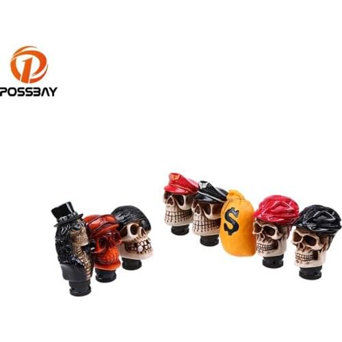 POSSBAY Universal Car Interior Accessories Decoration Car Manual Gear Stick Shifter Lever Knob MT Wicked Carved Skull Head Shape