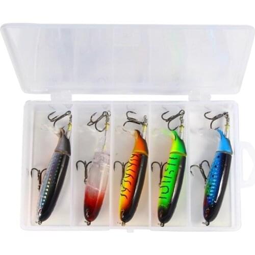 Whopper Popper Artificial Mid Water Bait Topwater Fishing Lure Set Hard Plopper Soft Rotating Tail Fishing Tackle Gear With Box