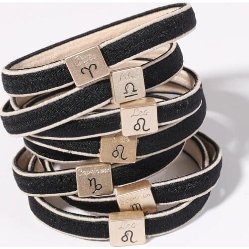 New Fashion 1Pcs 12 Constellation Ponytail Hair Holder Girl Hair Accessories Elastic Hair Jewelry Tools