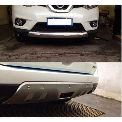 For nissan X-TRAIL 2014 2015 2016 Stainless Steel Front + Rear Bumper Protector Skid Plate Cover 2pcs/set without hole