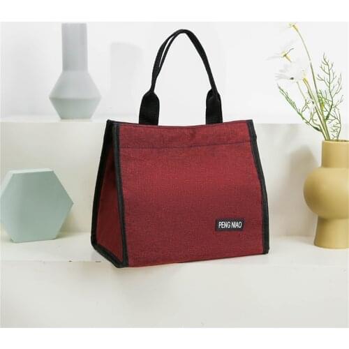 Ladies Insulation Lunch Bag Solid Color Printing Portable Cooler Picnic Travel Handbag Heat Preservation Tote For Home Office