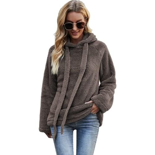 Casual Loose Women Flocking Hooded Female Pullovers Long Sleeve Tops Women Streetwear Hoodies Hooded Warm Women Winter Jacket