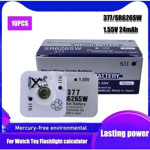 10Pcs FOR SEIZAIKEN 1.55V AG4 377A 377 LR66 LR626 SR626SW SR66 Button Batteries For Watch Toys Remote Cell Coin Battery